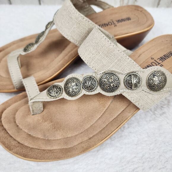 Minnetonka Natural Slide Sandals Size 6 - Picture 4 of 9